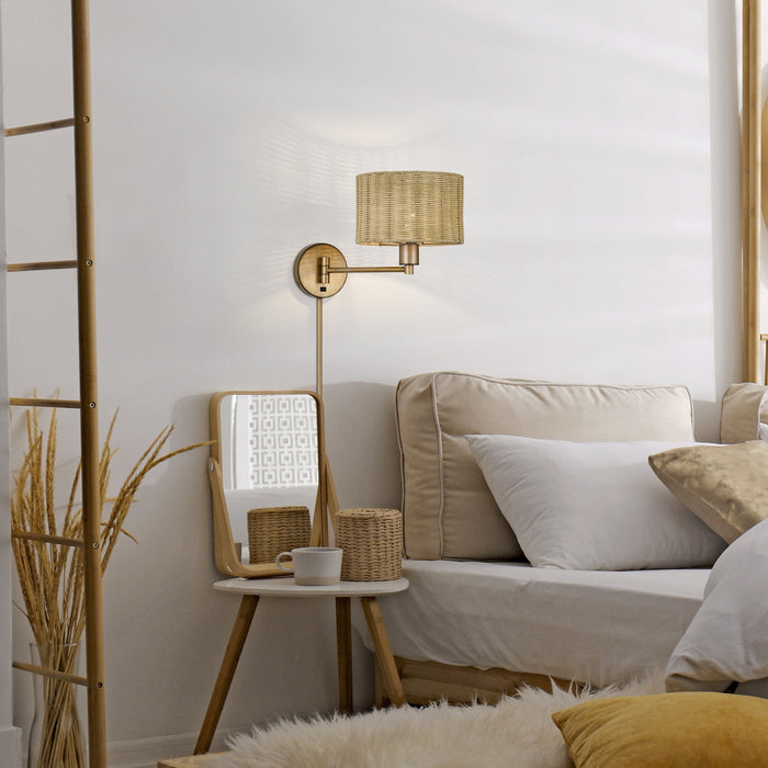 Livex Lighting - 60034-48 - One Light Swing Arm Wall Lamp - Weavington - Antique Gold Leaf