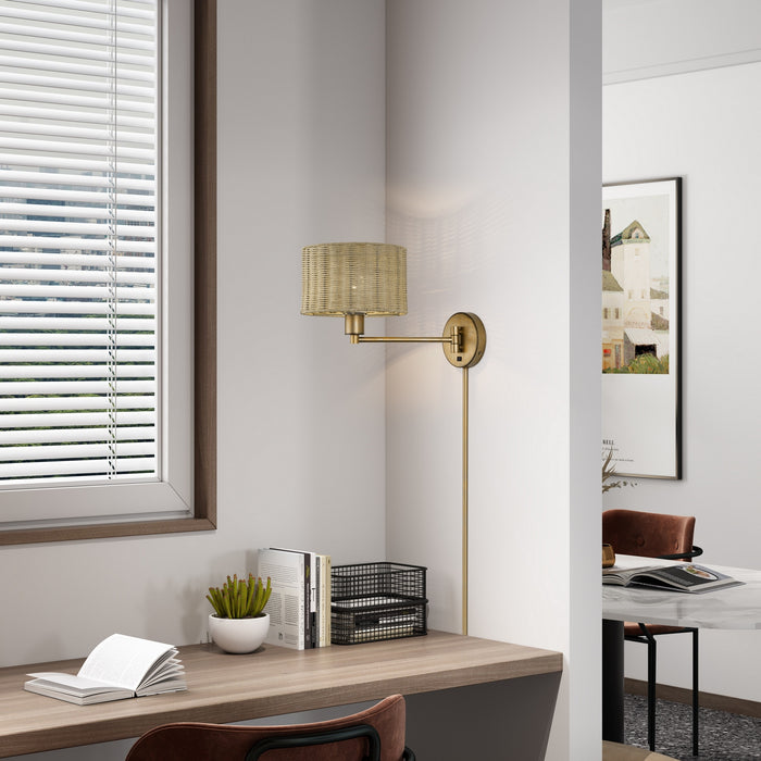 Livex Lighting - 60034-48 - One Light Swing Arm Wall Lamp - Weavington - Antique Gold Leaf