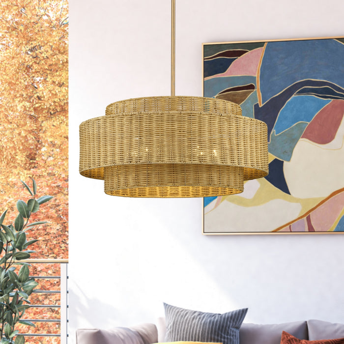 Livex Lighting - 60039-48 - Five Light Chandelier - Weavington - Antique Gold Leaf