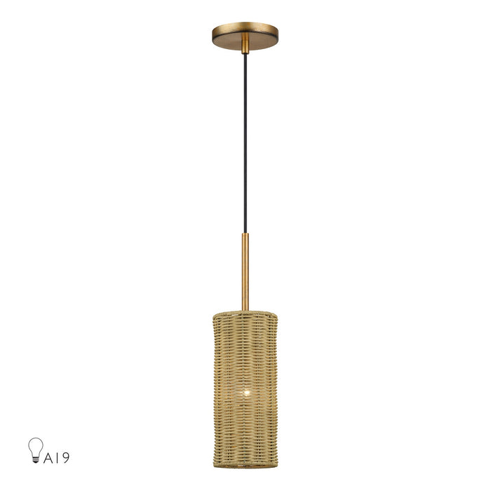 Livex Lighting - 60040-48 - One Light Mini Pendant - Weavington - Antique Gold Leaf