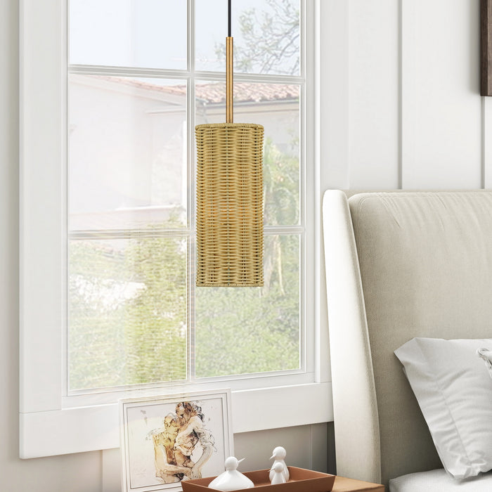 Livex Lighting - 60040-48 - One Light Mini Pendant - Weavington - Antique Gold Leaf