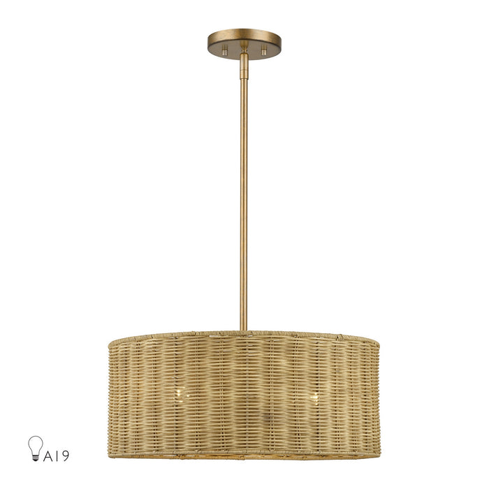 Livex Lighting - 60043-48 - Three Light Chandelier - Weavington - Antique Gold Leaf