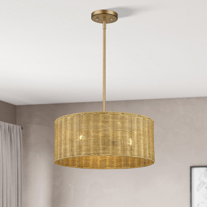 Livex Lighting - 60043-48 - Three Light Chandelier - Weavington - Antique Gold Leaf