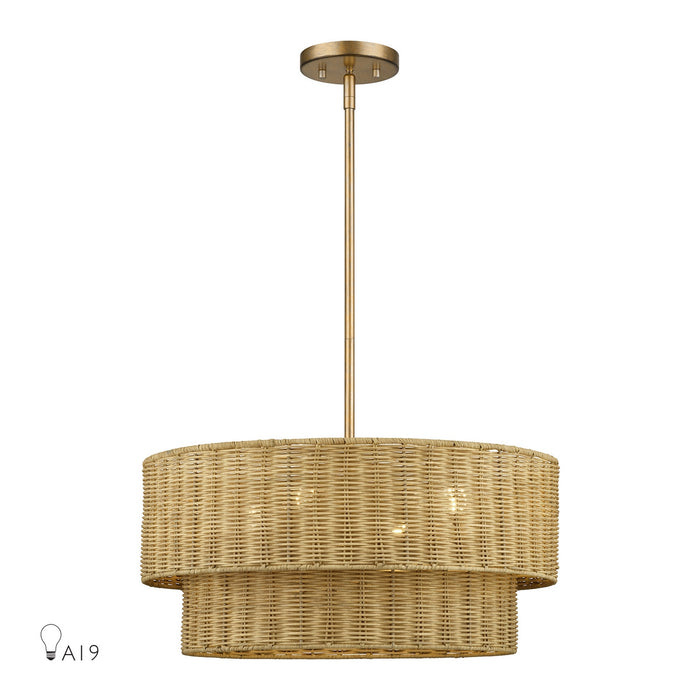 Livex Lighting - 60044-48 - Four Light Chandelier - Weavington - Antique Gold Leaf