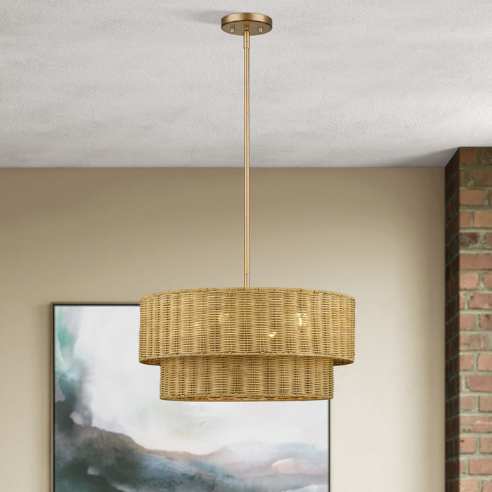 Livex Lighting - 60044-48 - Four Light Chandelier - Weavington - Antique Gold Leaf
