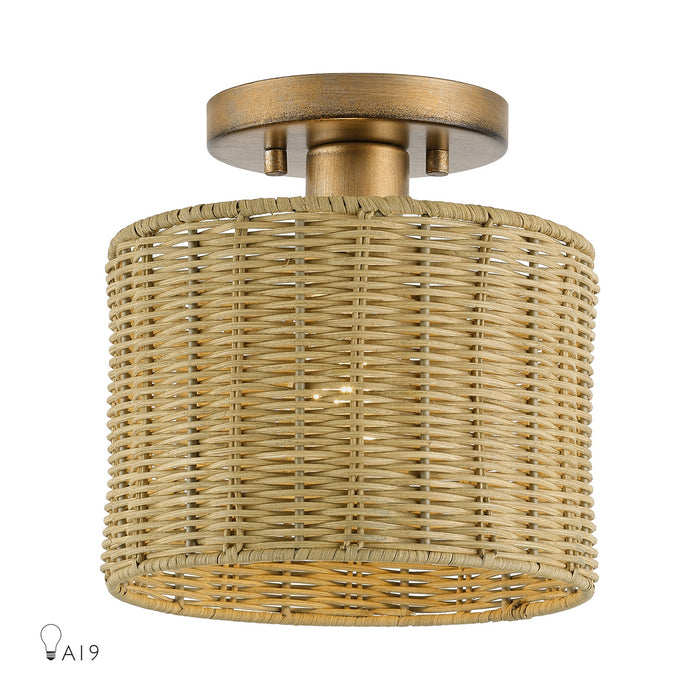 Livex Lighting - 60045-48 - One Light Semi-Flush Mount - Weavington - Antique Gold Leaf
