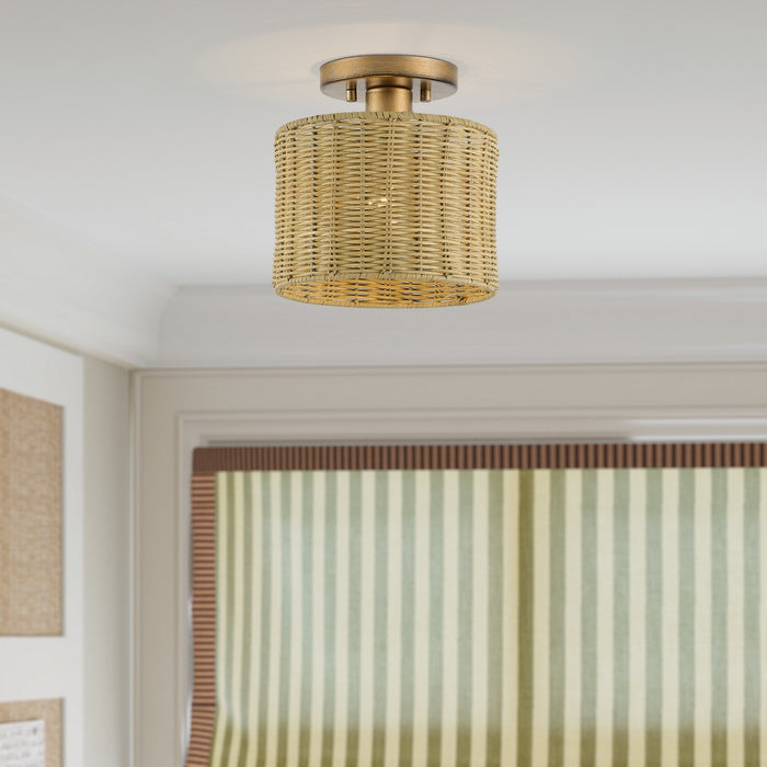 Livex Lighting - 60045-48 - One Light Semi-Flush Mount - Weavington - Antique Gold Leaf