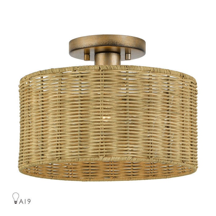 Livex Lighting - 60046-48 - One Light Semi-Flush Mount - Weavington - Antique Gold Leaf