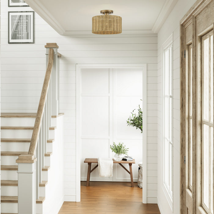 Livex Lighting - 60046-48 - One Light Semi-Flush Mount - Weavington - Antique Gold Leaf