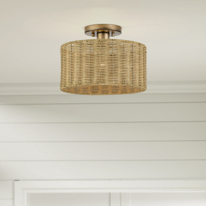 Livex Lighting - 60046-48 - One Light Semi-Flush Mount - Weavington - Antique Gold Leaf