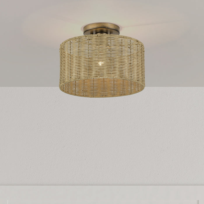 Livex Lighting - 60046-48 - One Light Semi-Flush Mount - Weavington - Antique Gold Leaf