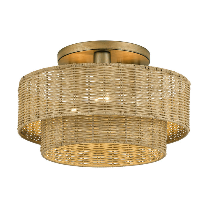 Livex Lighting - 60047-48 - Three Light Semi-Flush Mount - Weavington - Antique Gold Leaf