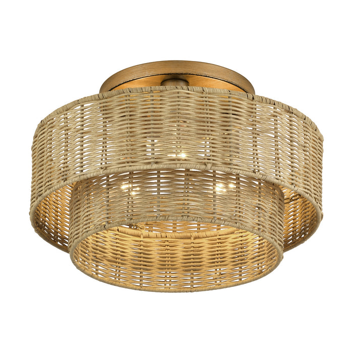 Livex Lighting - 60047-48 - Three Light Semi-Flush Mount - Weavington - Antique Gold Leaf