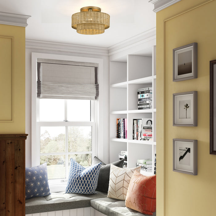 Livex Lighting - 60047-48 - Three Light Semi-Flush Mount - Weavington - Antique Gold Leaf