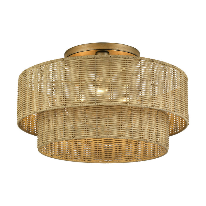 Livex Lighting - 60048-48 - Three Light Semi-Flush Mount - Weavington - Antique Gold Leaf