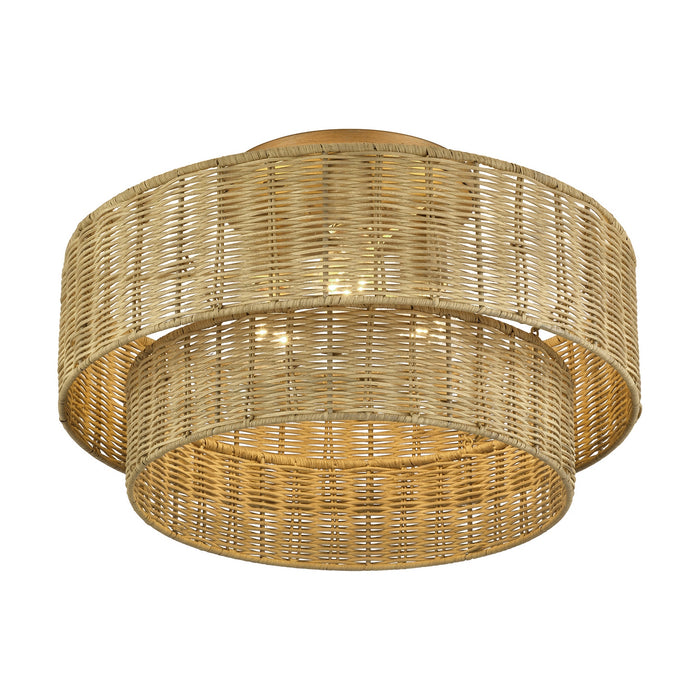 Livex Lighting - 60048-48 - Three Light Semi-Flush Mount - Weavington - Antique Gold Leaf