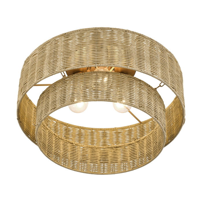 Livex Lighting - 60048-48 - Three Light Semi-Flush Mount - Weavington - Antique Gold Leaf