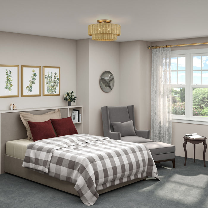 Livex Lighting - 60048-48 - Three Light Semi-Flush Mount - Weavington - Antique Gold Leaf