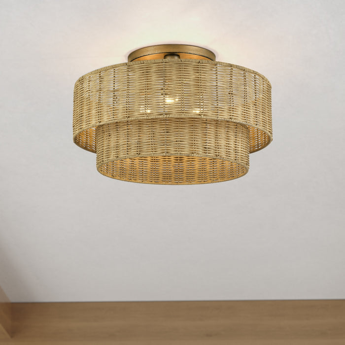 Livex Lighting - 60048-48 - Three Light Semi-Flush Mount - Weavington - Antique Gold Leaf