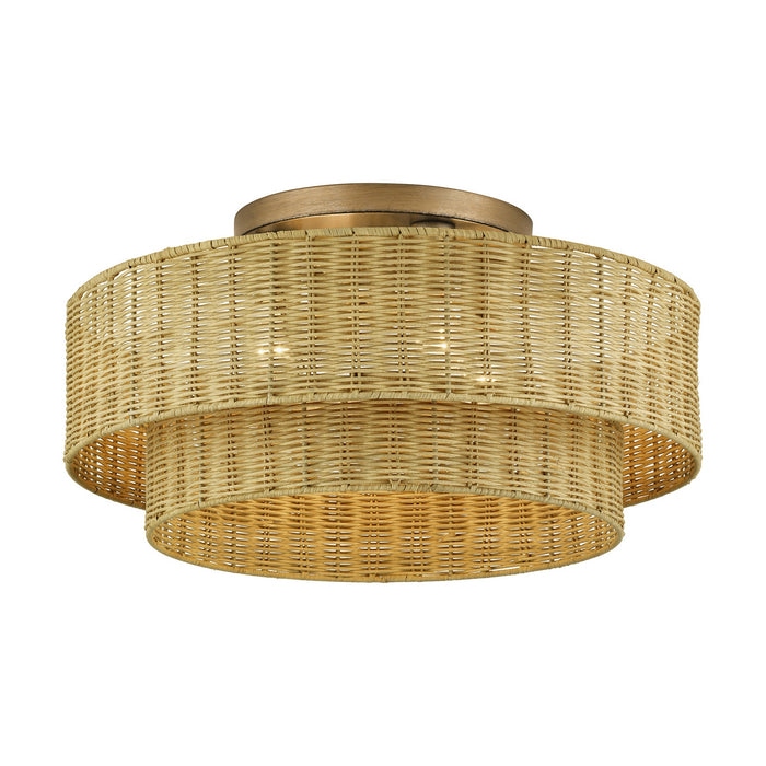 Livex Lighting - 60049-48 - Four Light Semi-Flush Mount - Weavington - Antique Gold Leaf