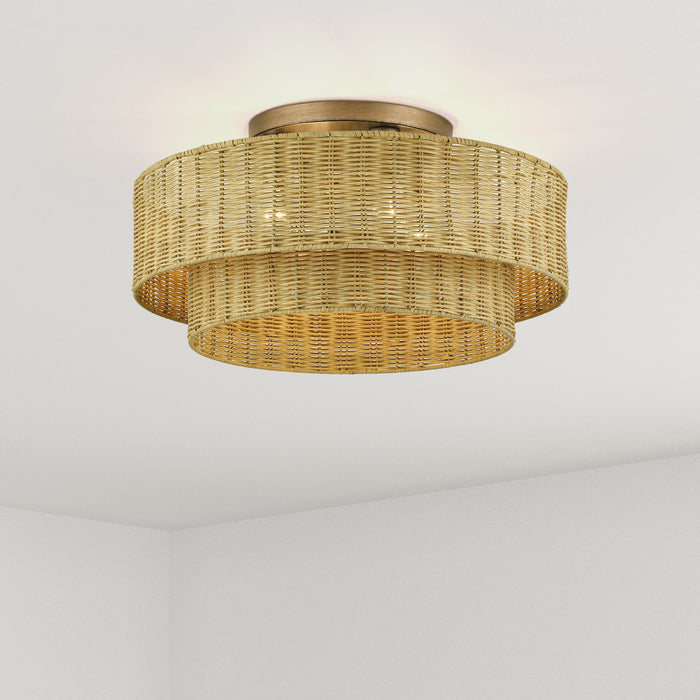 Livex Lighting - 60049-48 - Four Light Semi-Flush Mount - Weavington - Antique Gold Leaf