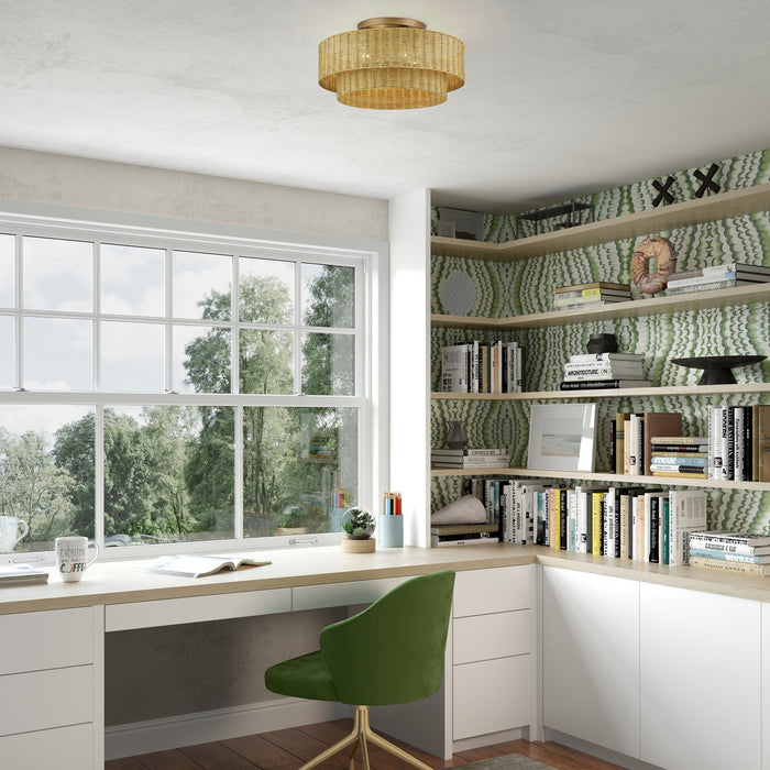 Livex Lighting - 60049-48 - Four Light Semi-Flush Mount - Weavington - Antique Gold Leaf