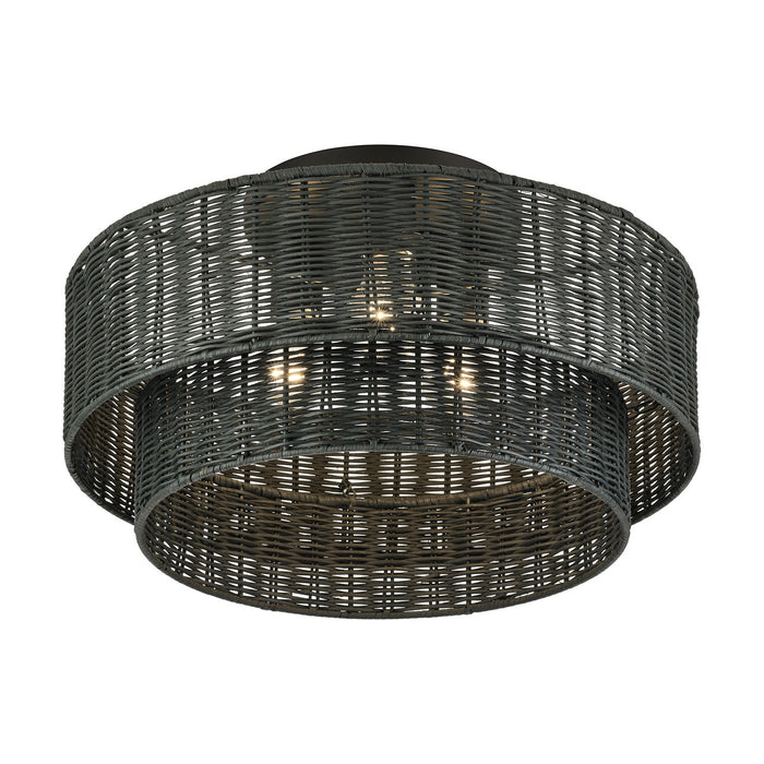 Livex Lighting - 60110-04 - Three Light Semi-Flush Mount - Weavington - Black