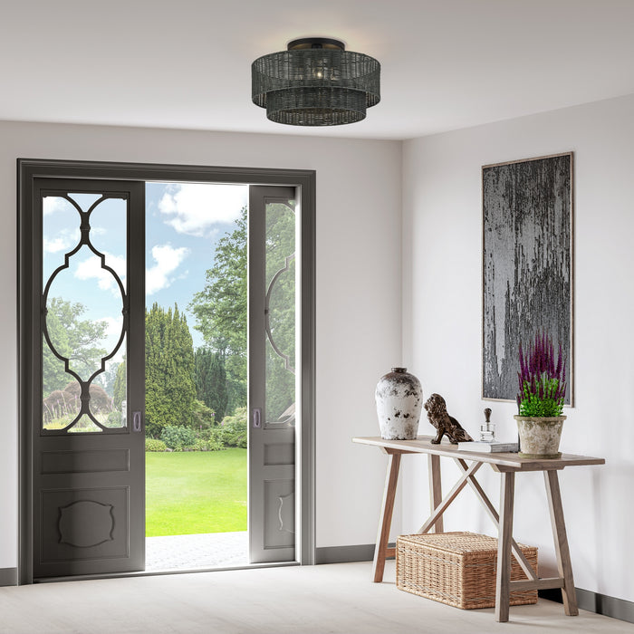 Livex Lighting - 60110-04 - Three Light Semi-Flush Mount - Weavington - Black