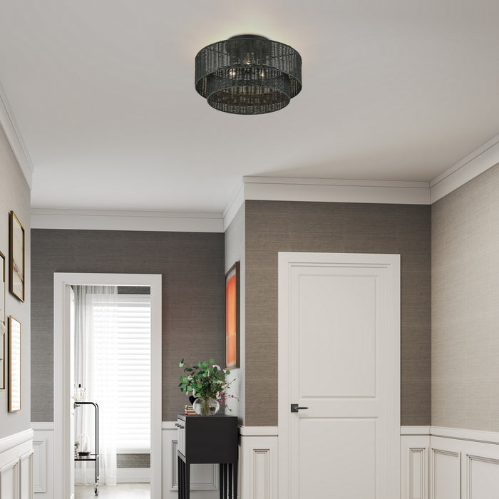 Livex Lighting - 60110-04 - Three Light Semi-Flush Mount - Weavington - Black