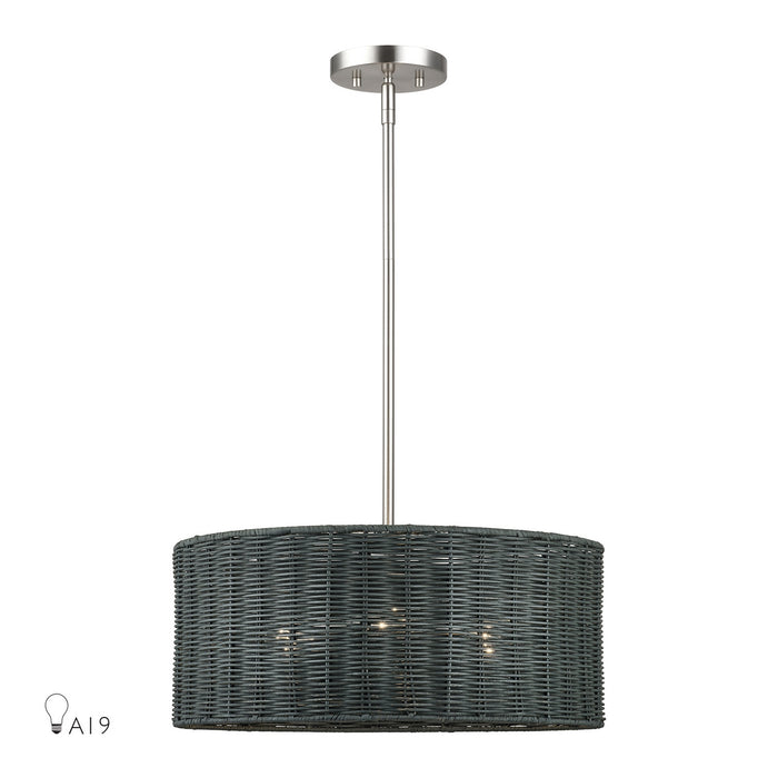 Livex Lighting - 60114-91 - Three Light Chandelier - Weavington - Brushed Nickel
