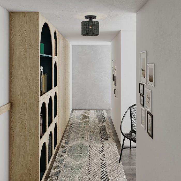 Livex Lighting - 60116-04 - One Light Semi-Flush Mount - Weavington - Black