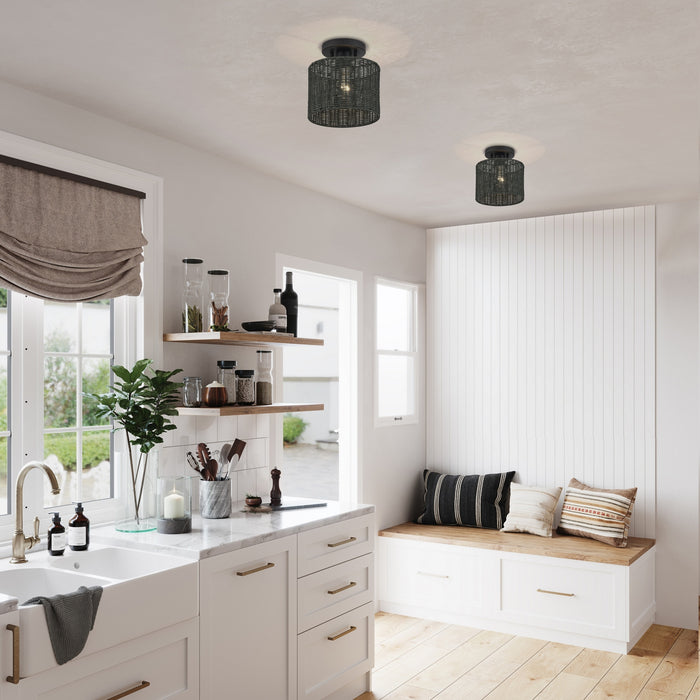 Livex Lighting - 60116-04 - One Light Semi-Flush Mount - Weavington - Black