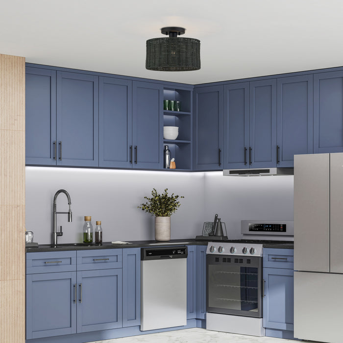 Livex Lighting - 60117-04 - One Light Semi-Flush Mount - Weavington - Black