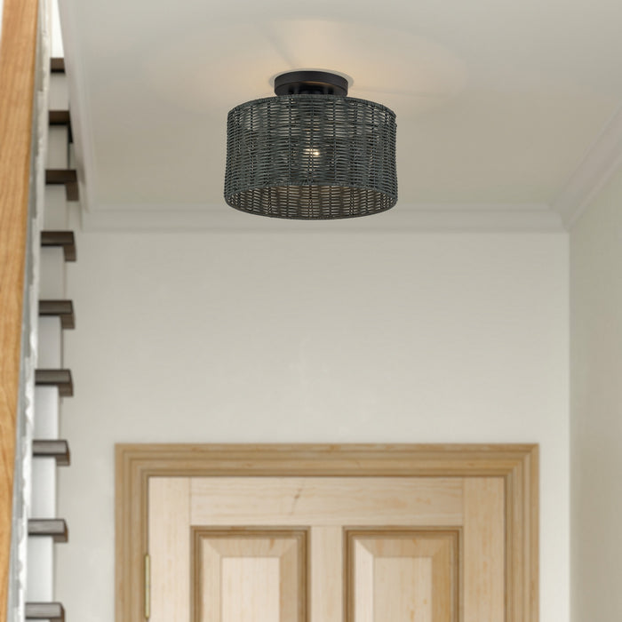 Livex Lighting - 60117-04 - One Light Semi-Flush Mount - Weavington - Black