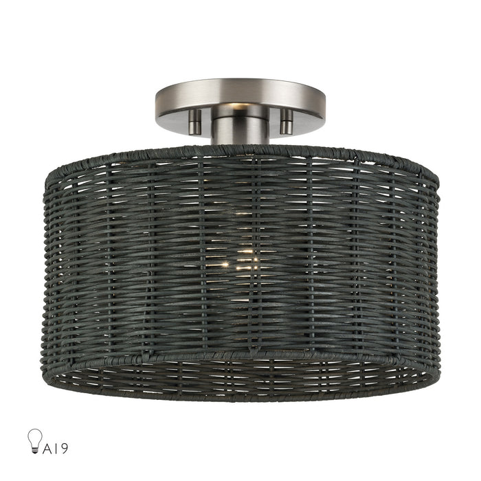 Livex Lighting - 60117-91 - One Light Semi-Flush Mount - Weavington - Brushed Nickel