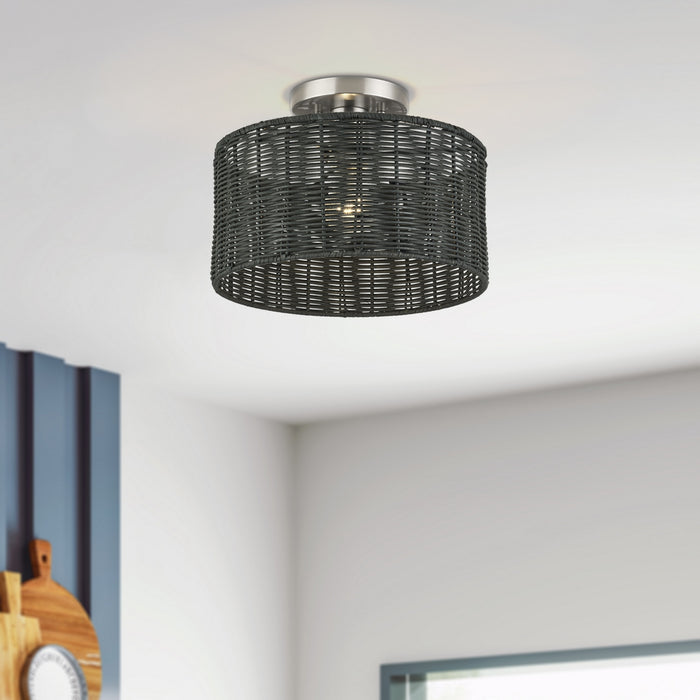 Livex Lighting - 60117-91 - One Light Semi-Flush Mount - Weavington - Brushed Nickel