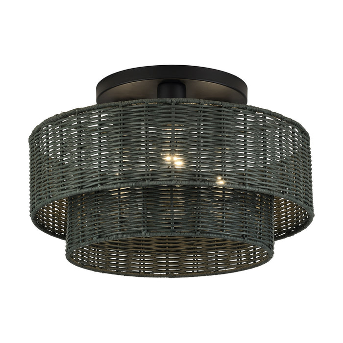 Livex Lighting - 60118-04 - Three Light Semi-Flush Mount - Weavington - Black
