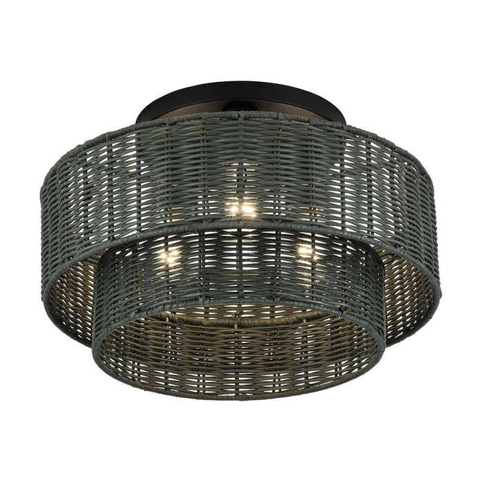 Livex Lighting - 60118-04 - Three Light Semi-Flush Mount - Weavington - Black