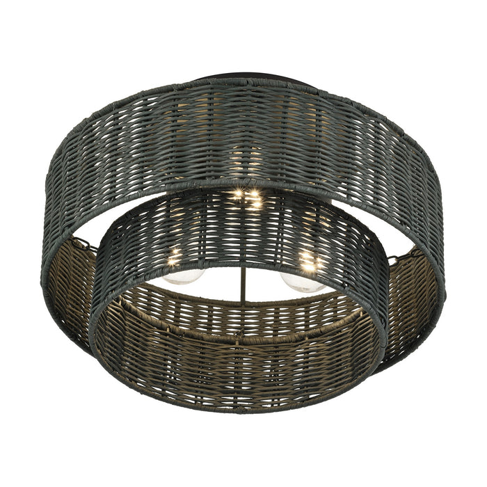 Livex Lighting - 60118-04 - Three Light Semi-Flush Mount - Weavington - Black