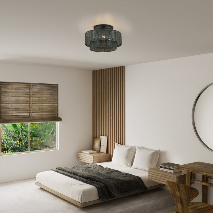 Livex Lighting - 60118-04 - Three Light Semi-Flush Mount - Weavington - Black