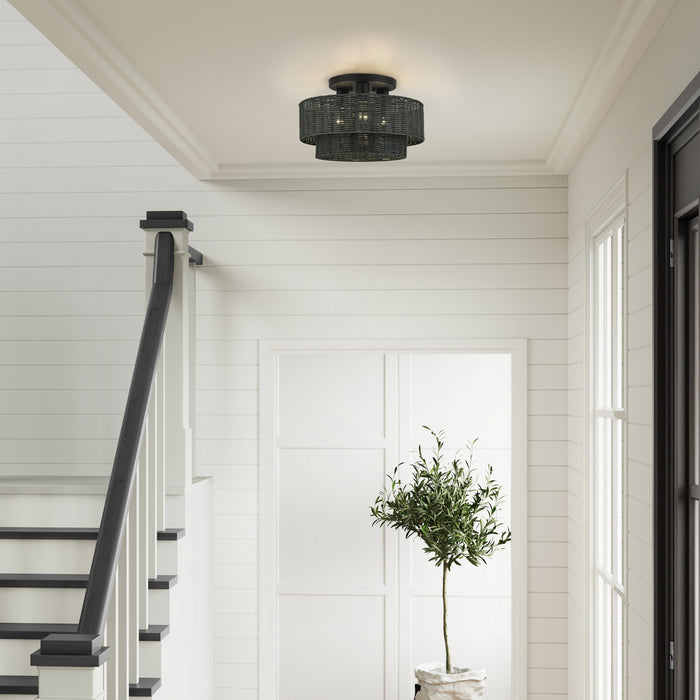 Livex Lighting - 60118-04 - Three Light Semi-Flush Mount - Weavington - Black