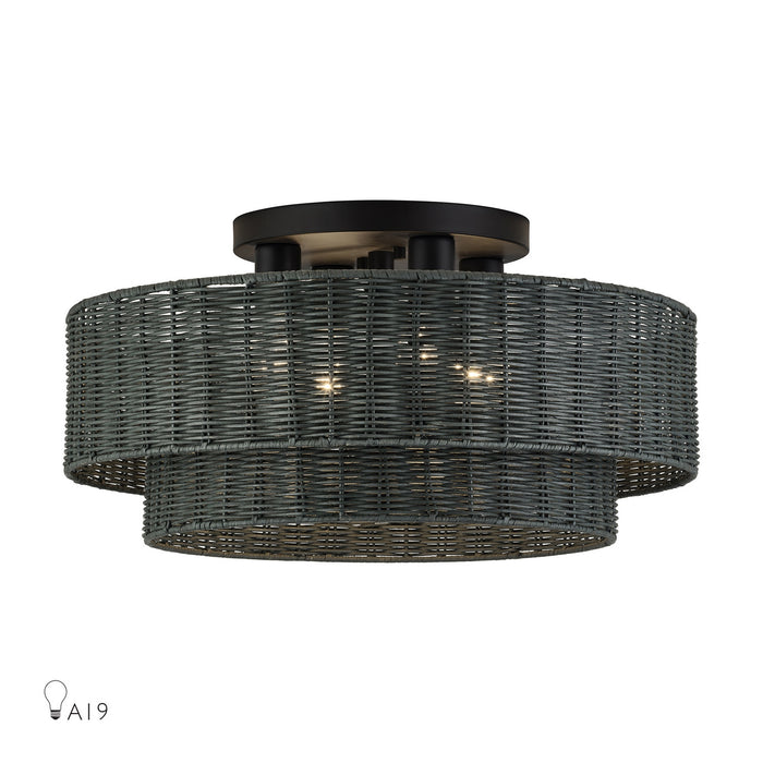 Livex Lighting - 60119-04 - Four Light Semi-Flush Mount - Weavington - Black