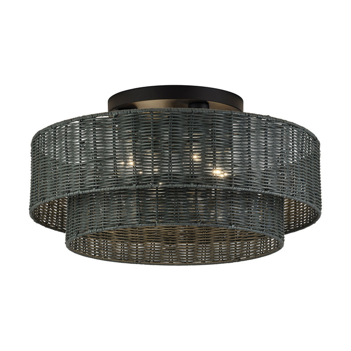 Livex Lighting - 60119-04 - Four Light Semi-Flush Mount - Weavington - Black