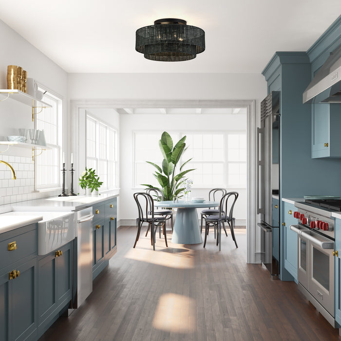 Livex Lighting - 60119-04 - Four Light Semi-Flush Mount - Weavington - Black