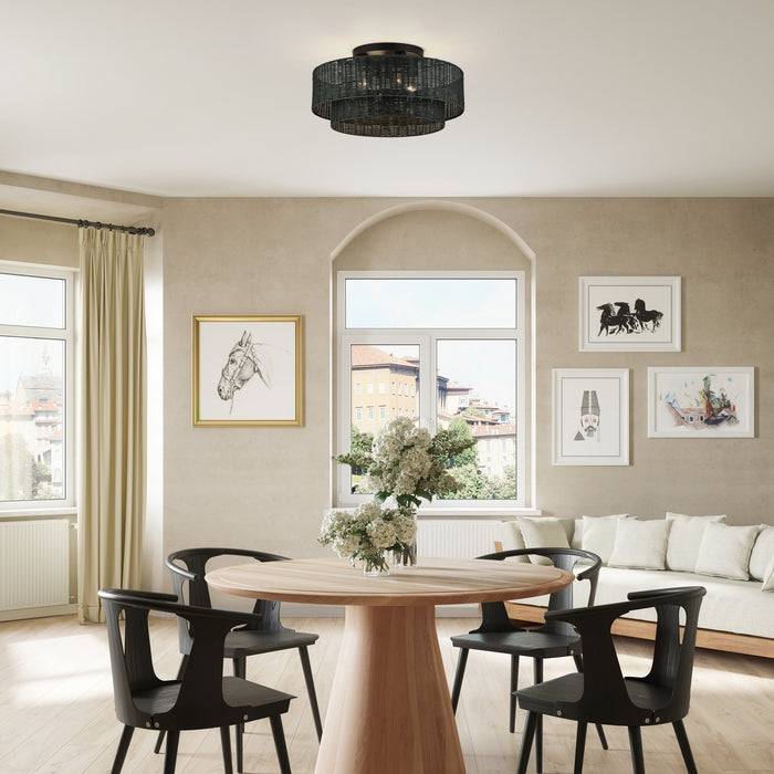 Livex Lighting - 60119-04 - Four Light Semi-Flush Mount - Weavington - Black