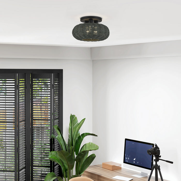 Livex Lighting - 60157-04 - Three Light Semi-Flush Mount - Deluna - Black