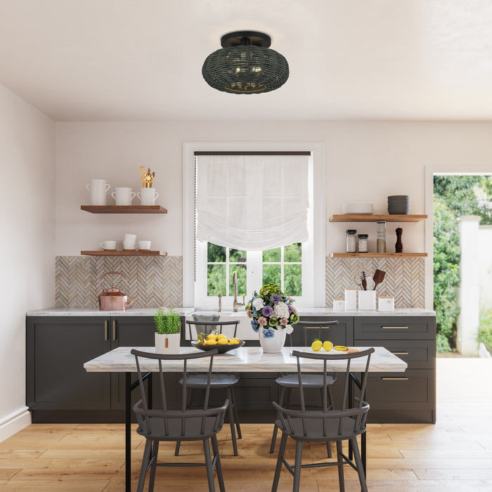 Livex Lighting - 60157-04 - Three Light Semi-Flush Mount - Deluna - Black