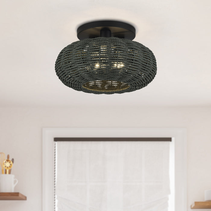 Livex Lighting - 60157-04 - Three Light Semi-Flush Mount - Deluna - Black