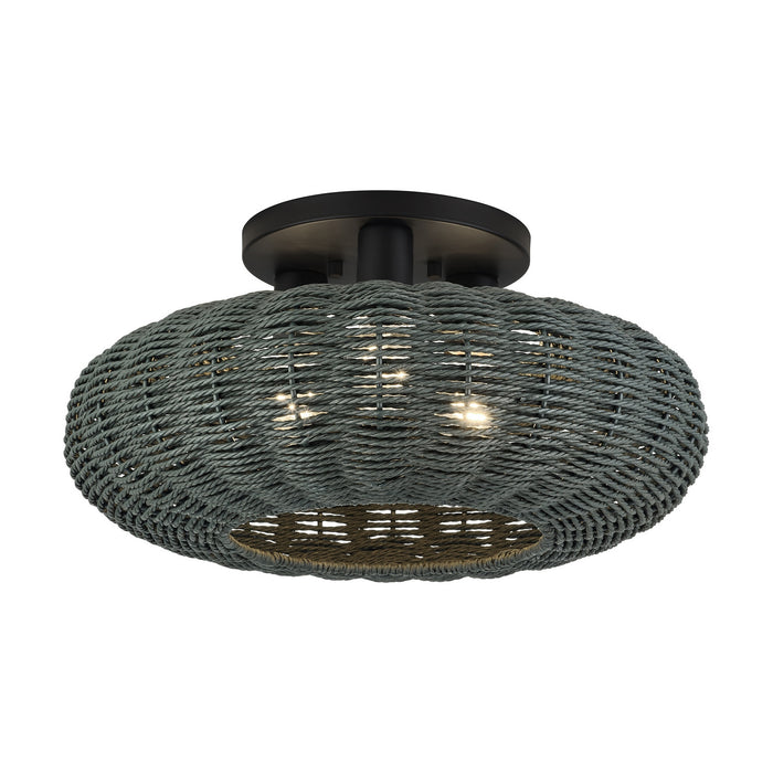 Livex Lighting - 60158-04 - Three Light Semi-Flush Mount - Deluna - Black