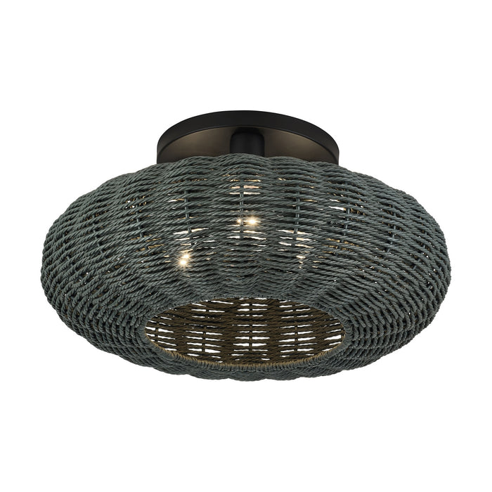 Livex Lighting - 60158-04 - Three Light Semi-Flush Mount - Deluna - Black